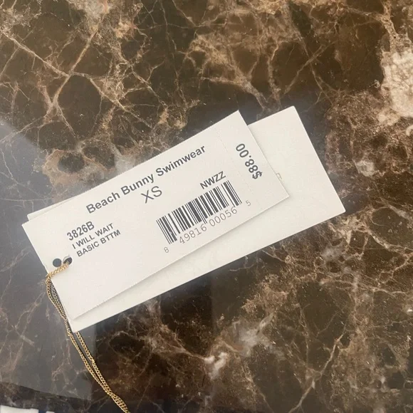 Beach Bunny Navy and White Chevron Bikini Bottom - Picture 6 of 6